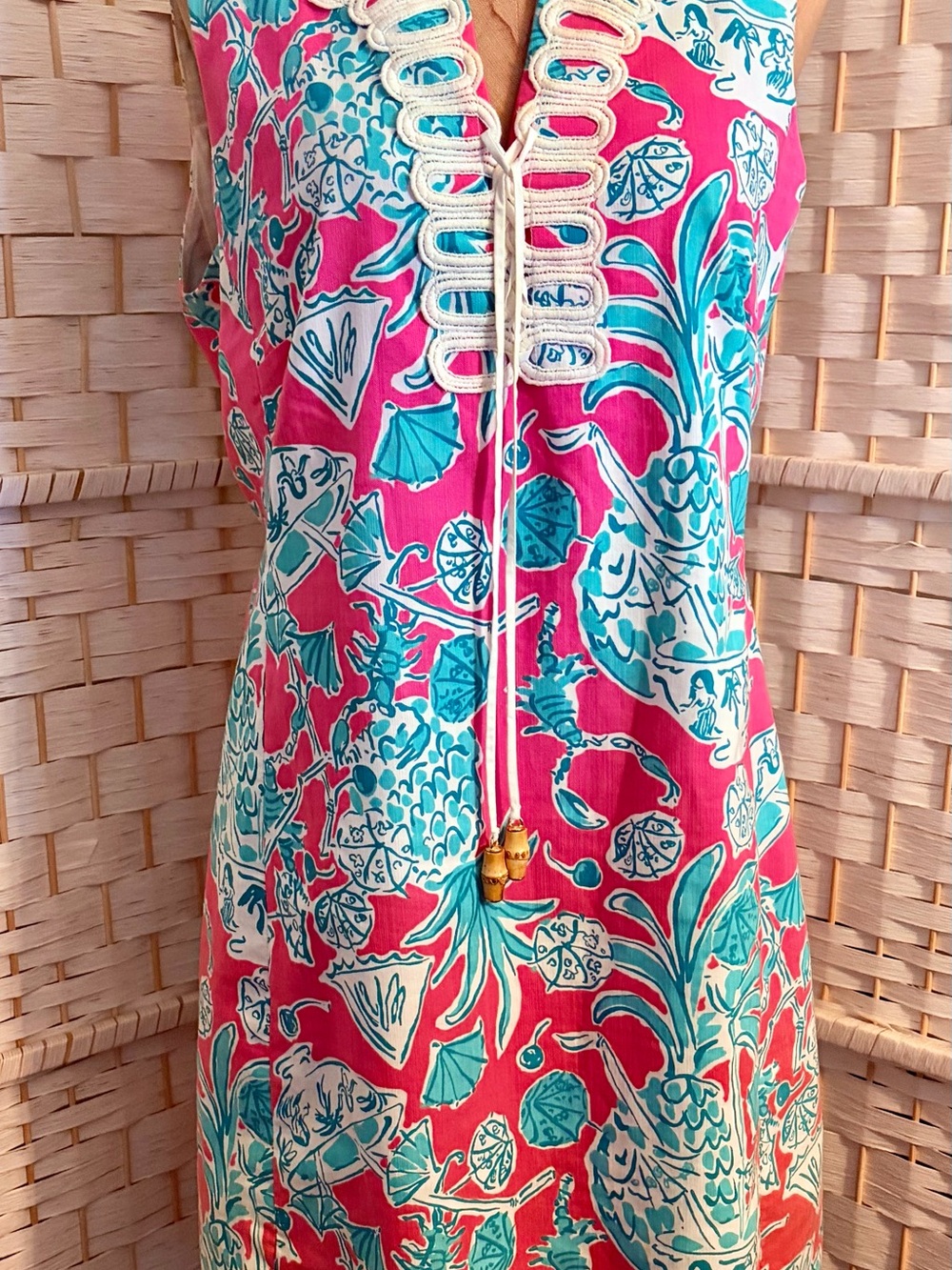 Rare Vintage Lilly Pulitzer Originals A Line Shift Lined Lace Up Corset Appliqué